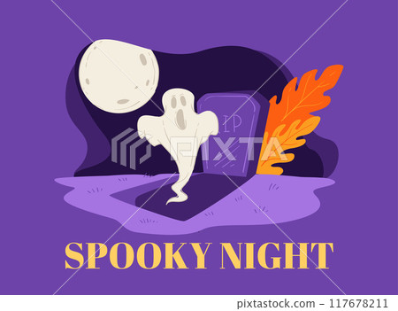 Ghost at Night with Full Moon Ghost at Night with Full Moon 117678211