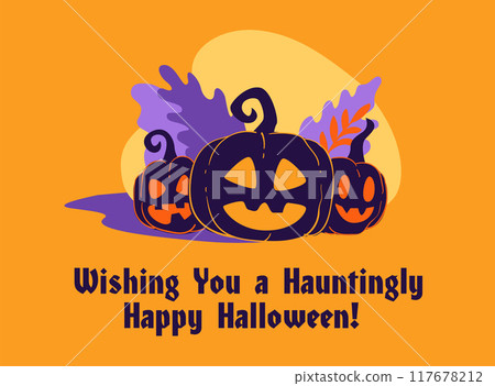 Halloween Pumpkins with Autumn Leaves Halloween Pumpkins with Autumn Leaves 117678212