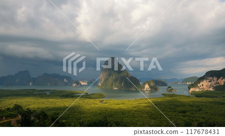 Phang Nga Bay view with light shade from Samed Nangshe 117678431
