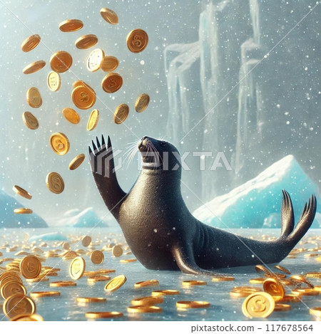 散落金幣的印章 117678564