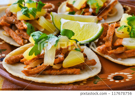 Tacos al pastor (Mexican cuisine) 117678756