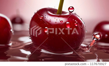 Fresh sweet red cherries are small, juicy fruits with a vibrant red hue color, bursting with sweet flavor, they're a summertime favorite, perfect for snacking, AI Generated Fresh sweet red cherries are small, juicy fruits with a vibrant red hue color, bursting with sweet flavor, they're a summertime favorite, perfect for snacking, AI Generated 117678927