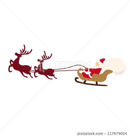 Vector illustration of a reindeer and Santa Claus 117679004