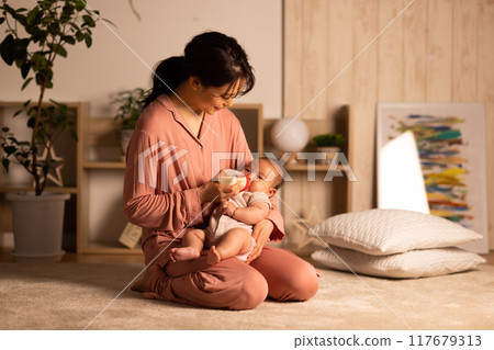 Mother holding a baby 117679313