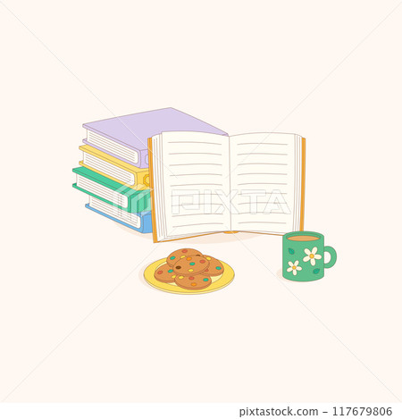books tea and cookies books tea and cookies 117679806