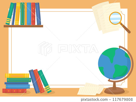 brown reading book globe frame 2 117679808