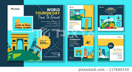 Tourism Day Social Media Post Flat Cartoon Hand Drawn Templates Background Illustration Tourism Day Social Media Post Flat Cartoon Hand Drawn Templates Background Illustration 117680330