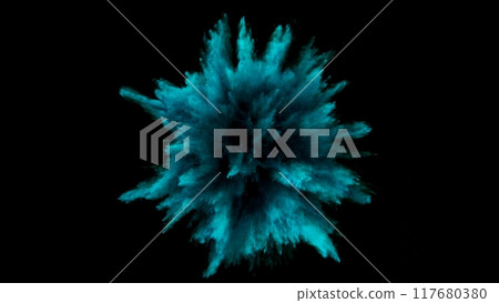 Feeze Motion of Blue Powder Explosion. 117680380