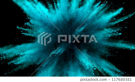Feeze Motion of Blue Powder Explosion. 117680381