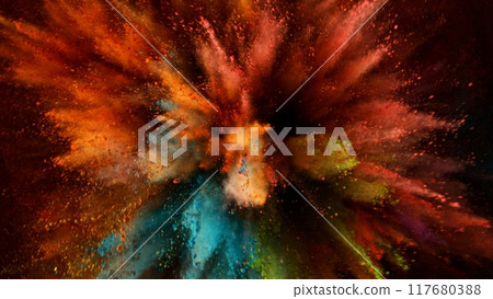 Feeze Motion of Colored Powder Explosion. 117680388