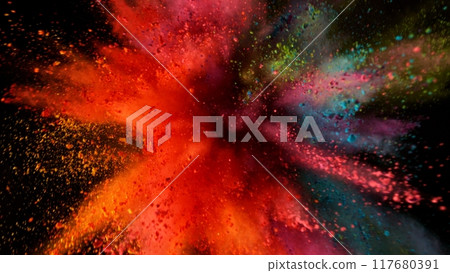 Feeze Motion of Colored Powder Explosion. 117680391