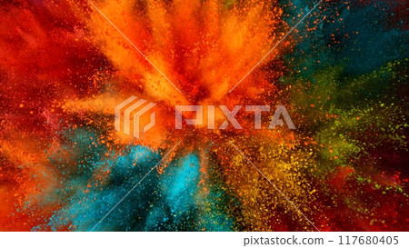 Feeze Motion of Colored Powder Explosion. 117680405