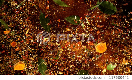 Freeze motion of exploding spice into the air. Freeze motion of exploding spice into the air. 117680441