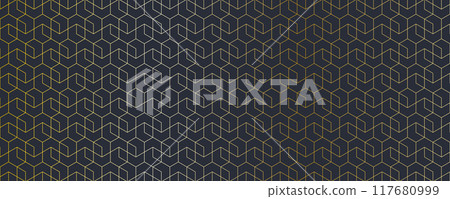 Abstract seamless pattern with a geometric background of polygonal golden lines. Stylish texture 117680999