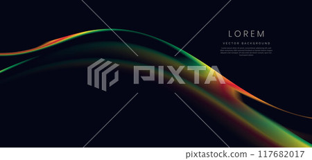 Colorful wave and light on black background. Colorful wave and light on black background. 117682017