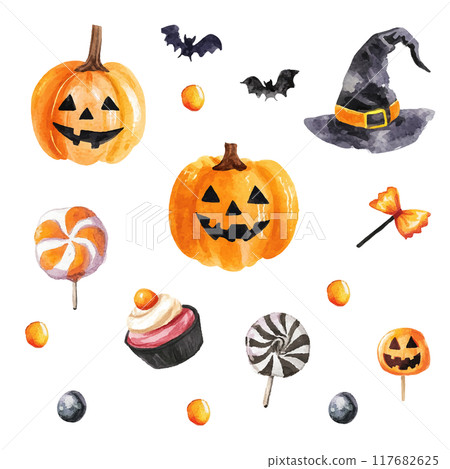 Watercolor Halloween set 117682625