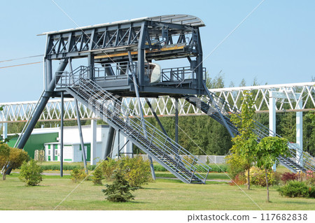 String-rail speed road. Modern technologies, transportation of future. Cargo-passenger terminal. Alternative transportation. Experimental site in Belarus.  117682838