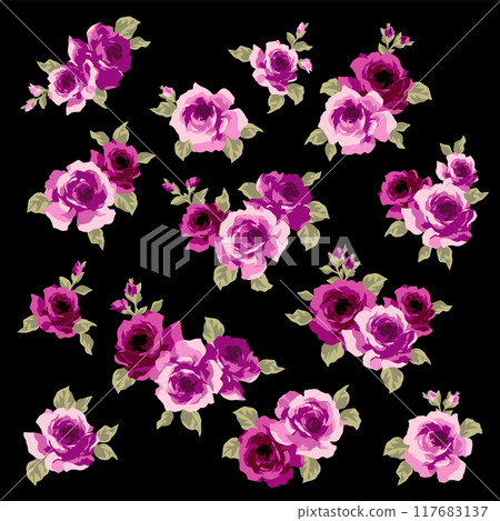 Beautiful rose vector illustration collection, Beautiful rose vector illustration collection, 117683137