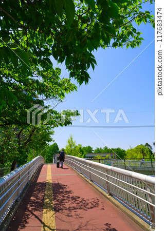 [Osaka Prefecture] April: Cityscape in front of Momoyamadai Station 117683474