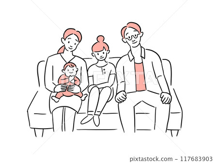 坐在沙發上的一家人向量素材 坐在沙發上的一家人向量素材 117683903