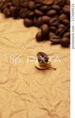 image of coffee bean mug paper background 117684019