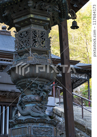 Yamadera Golden Lantern Scenery of Risshakuji Temple 117684173