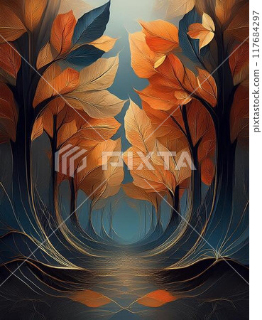 描繪憂鬱秋天的插圖 117684297