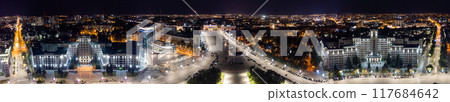 Aerial Freedom Square in night Kharkiv city 117684642