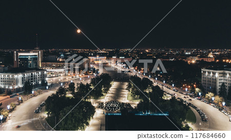 Aerial night city panorama from Derzhprom building 117684660