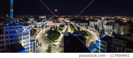 Aerial night city panorama from Derzhprom building 117684661