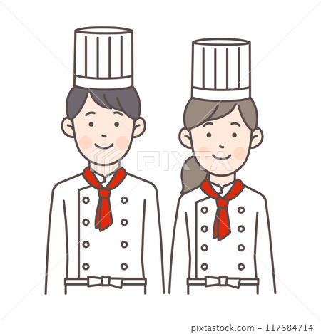 Smiling chef upper body illustration 117684714