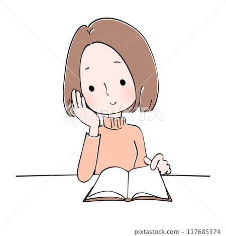 Illustration of a woman reading 117685574