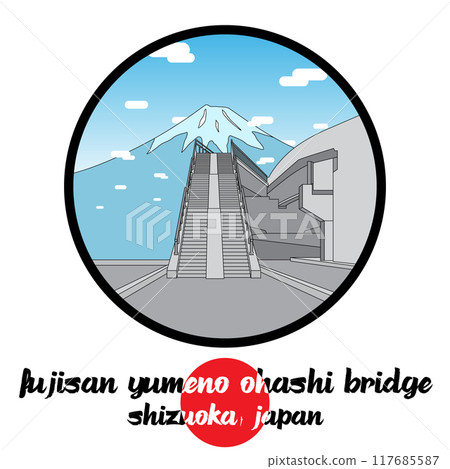 Circle Icon Fujisan Yumeno Ohashi Bridge. Vector illustration Circle Icon Fujisan Yumeno Ohashi Bridge. Vector illustration 117685587