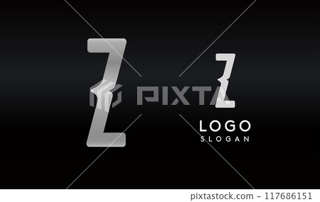 Stylized letter Z with sharp, abstract cuts like bullet passing trail through letter for modern sleek logo design, creative agencies branding, tech startup, corporate identity. Vector illustration. 117686151