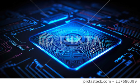 Fingerprint scan provides security access ,Businessman pointing security access , Generate AI 117686399