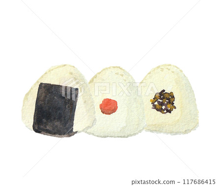 Rice balls painted with watercolors 117686415