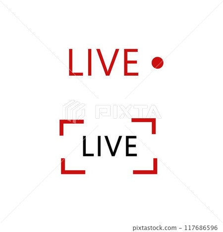 Red live icons. Live broadcast symbols with bold accents and modern design element. 117686596