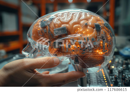 Transparent brain with embedded circuit chip 117686615