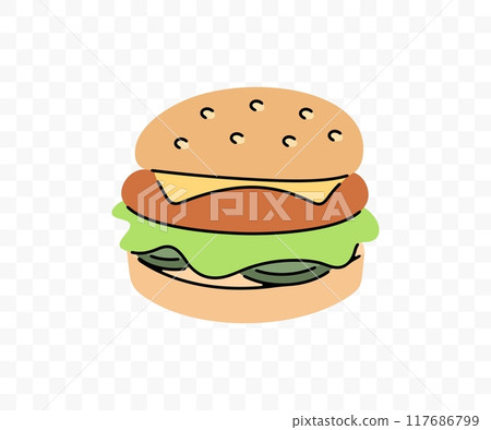 Burger, hamburger or cheeseburger, graphic design. Fast food, food and meal, vector design and illustration 117686799