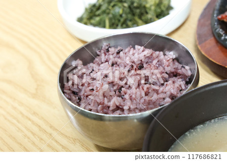 korean meal steam purple rice korean meal steam purple rice 117686821
