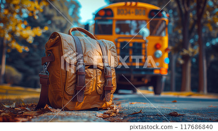 Positioned near the school bus, the bag seems to be waiting 117686840