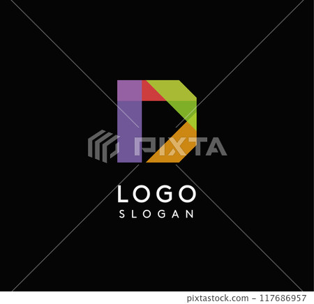 Colorful geometric letter D with overlapping shapes, modern vibrant logo design for tech company, creative agency, architecture design studio, startup looking bold brand identity. Vector illustration Colorful geometric letter D with overlapping shapes, modern vibrant logo design for tech company, creative agency, architecture design studio, startup looking bold brand identity. Vector illustration 117686957