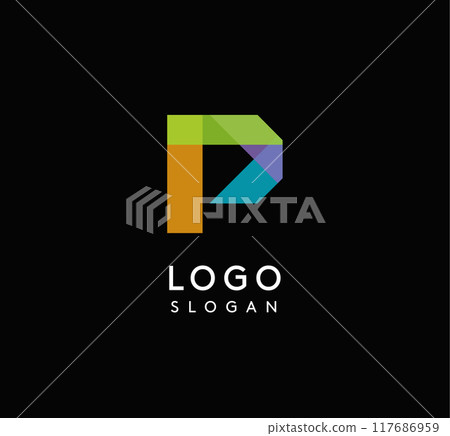 Colorful geometric letter P with overlapping shapes, modern vibrant logo design for tech company, creative agency, architecture design studio, startup looking bold brand identity. Vector illustration Colorful geometric letter P with overlapping shapes, modern vibrant logo design for tech company, creative agency, architecture design studio, startup looking bold brand identity. Vector illustration 117686959