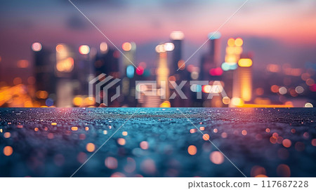 Edge of Rooftop Overlooking the Bustling Business District Skyline 117687228