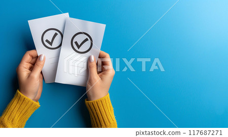 Check Mark Symbol in Bold, Representing Approval and Success Check Mark Symbol in Bold, Representing Approval and Success 117687271