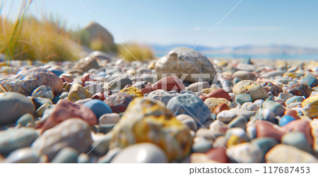 Carefully stacked stones that inspire tranquility and mental calmness 117687453