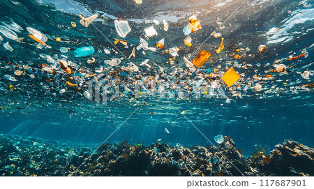 海洋污染和塑膠垃圾的照片 117687901
