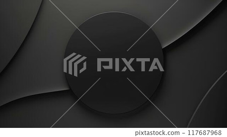 abstract background with black circle and gradient dark grey color, minimalistic style, flat design for banner template, futuristic style, sleek and modern 117687968
