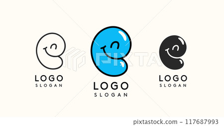 Playful cartoon letter E with glossy, bubbly appearance, available in silhouette, contour, colored versions. Perfect for children's brand, entertainment company, creative studio. Vector illustration. Playful cartoon letter E with glossy, bubbly appearance, available in silhouette, contour, colored versions. Perfect for children's brand, entertainment company, creative studio. Vector illustration. 117687993