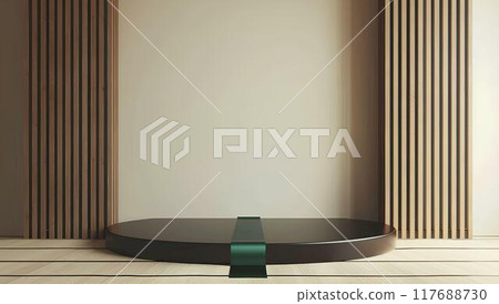 3D rendering, minimalism scene design with large blank wall space for product display, simple stage background, modern architecture interior design in the style of Japanese 3D rendering, minimalism scene design with large blank wall space for product display, simple stage background, modern architecture interior design in the style of Japanese 117688730